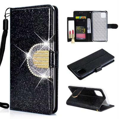 Bling Wallet Case for iPhone 2019 5.8inch, Glitter Leather Phone Case with Mirror and Wrist Strap