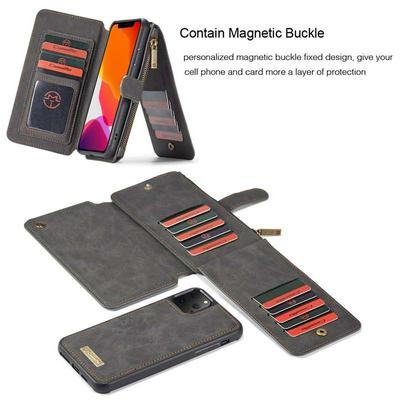 CaseMe Clamshell iPhone 5.8 inch Phone Case Real leather Business Phone Case Zipper Wallet Bracket Mobile Phone Case for 2019 iPhone 5.8 inch Case