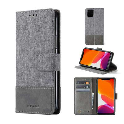 Wallet Case for iPhone 11, Splicing Denim Phone Cover with Cash Pockets and Hidden Kickstand