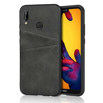 Card Phone Case for Huawei P20 Lite, Calfskin-like Leather Phone Cover with Two Card Slots