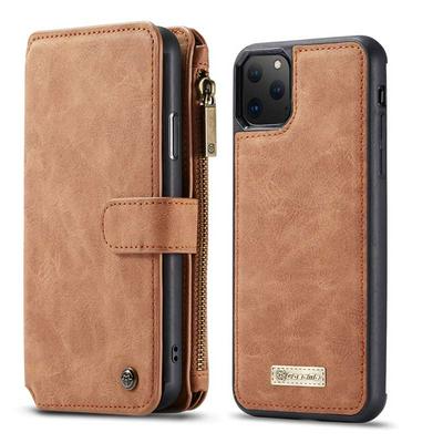 CaseMe Clamshell iPhone 6.5 inch Phone Case Real leather Business Phone Case Zipper Wallet Bracket Mobile Phone Case for 2019 iPhone 6.5 inch Case