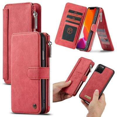 CaseMe Clamshell iPhone 6.1 inch Phone Case Real leather Business Phone Case Zipper Wallet Bracket Mobile Phone Case for 2019 iPhone 6.1 inch Case