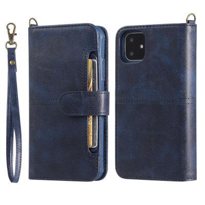 2 in 1 Leather Wallet Case for iPhone 11, Magnetic Detachable Phone Cover with Hidden Stand