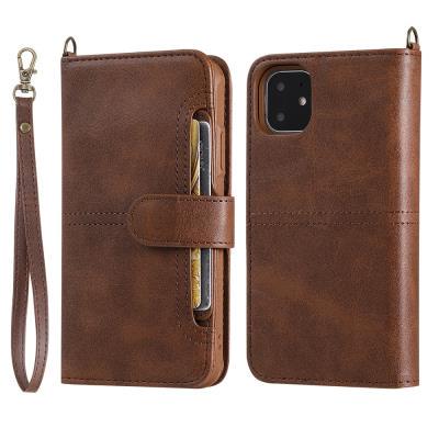 2 in 1 Leather Wallet Case for iPhone 11, Magnetic Detachable Phone Cover with Hidden Stand