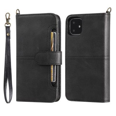 2 in 1 Leather Wallet Case for iPhone 11, Magnetic Detachable Phone Cover with Hidden Stand