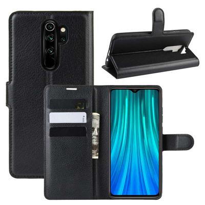 Lichee Pattern Side Flip Wallet Style PU Leather + Soft TPU Card Holder with Stand and Magnetic Buckle Case for Xiaomi Redmi Note 8 Pro 