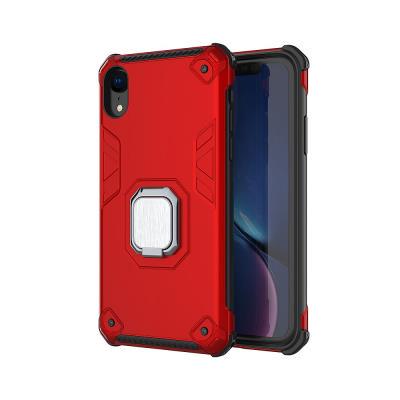 Armored Phone Case for iPhone XR, 2 in 1 Hybrid Phone Cover with Rotational Metal Ring