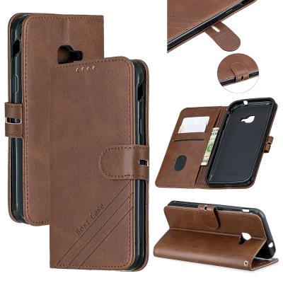 Wallet Case for Samsung Galaxy Xcover 4s, Cowhide-like Leather Phone Case with Oblique Line in the Right Lower Corner