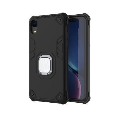 Armored Phone Case for iPhone XR, 2 in 1 Hybrid Phone Cover with Rotational Metal Ring