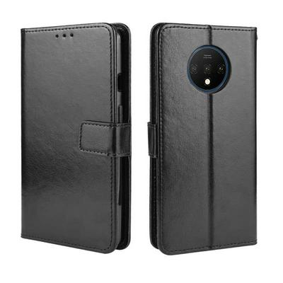 Crazy Horse Pattern PU Leather + TPU with Card Slots Wallet Wrist Strap and Stand Support Cover Case for OnePlus 7T