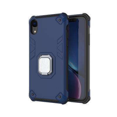 Armored Phone Case for iPhone XR, 2 in 1 Hybrid Phone Cover with Rotational Metal Ring