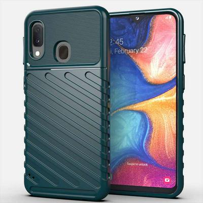 Anti-Fingerprints Shockproof Soft TPU + Hard Back Cover Case for Samsung Galaxy A20