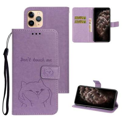 Embossed Shiba Inu Pattern Shockproof Side Flip Wrist Strap Style PU Leather + Soft TPU Card Slots with Magnetic Buckle and Stand Wallet Case for iPhone 11 Pro 5.8