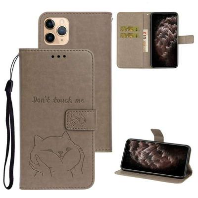 Embossed Shiba Inu Pattern Shockproof Side Flip Wrist Strap Style PU Leather + Soft TPU Card Slots with Magnetic Buckle and Stand Wallet Case for iPhone 11 Pro 5.8