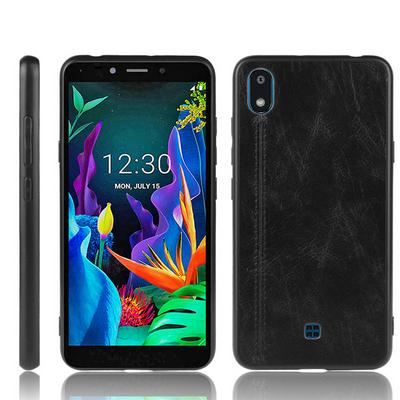 Cow Skin Pattern Retro PU Leather Coated Hard PC Back Cover Protective Case for LG K20 (2019)