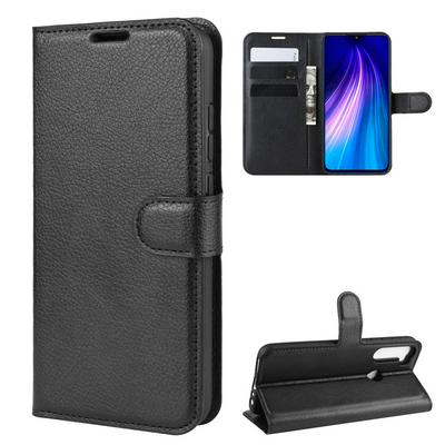 Lichee Pattern Side Flip Wallet Style PU Leather + Soft TPU Card Holder with Stand and Magnetic Buckle Case for Xiaomi Redmi Note 8T