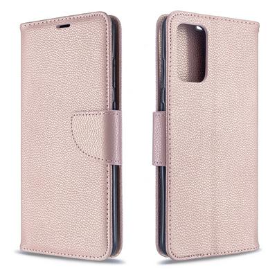 Solid Color Litchi Pattern Side Flip Shockproof PU Leather + Soft TPU Wrist Strap Magnetic Buckle with Card Slots and Stand Wallet Case for Samsung Galaxy S11