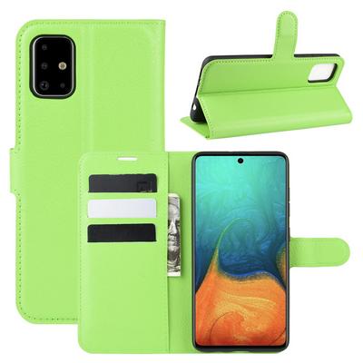 Litchi Pattern Shockproof Side Flip PU Leather + Soft TPU Card Slots with Magnetic Buckle and Stand Wallet Case for Samsung Galaxy A71