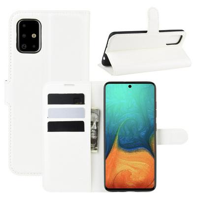 Litchi Pattern Shockproof Side Flip PU Leather + Soft TPU Card Slots with Magnetic Buckle and Stand Wallet Case for Samsung Galaxy A71