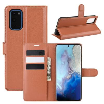 Lichee Pattern Side Flip Wallet Style PU Leather + Soft TPU Card Holder with Stand and Magnetic Buckle Case for Samsung Galaxy S11e
