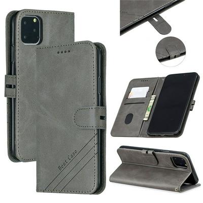 Wallet Case for iPhone 2019 6.5inch, Cowhide-like Leather Phone Case with Oblique Line in the Right Lower Corner