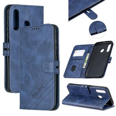 Wallet Case for Samsung Galaxy A60, Cowhide-like Leather Phone Case with Oblique Line in the Right Lower Corner