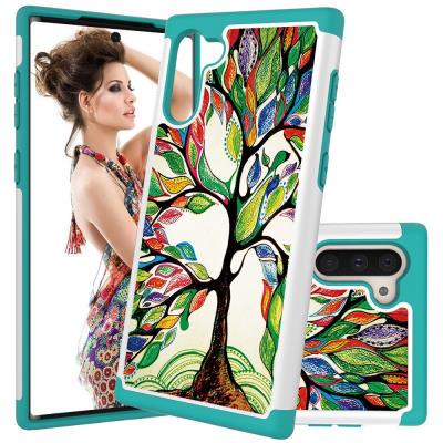 2 in 1 Hybrid Phone Case for Samsung Galaxy Note 10, Beautifully Printed Non-slip Hard Phone Cover