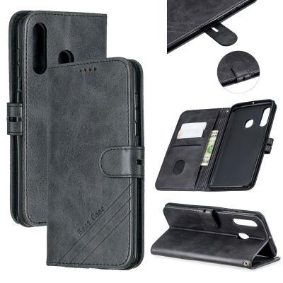 Wallet Case for Samsung Galaxy A60, Cowhide-like Leather Phone Case with Oblique Line in the Right Lower Corner