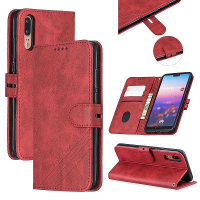 Wallet Phone Case for HUAWEI P20, Two-color Cow Leather Phone Cover with Internal Card Slots