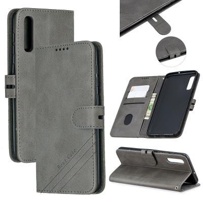 Wallet Case for Samsung Galaxy A50, Cowhide-like Leather Phone Case with Oblique Line in the Right Lower Corner