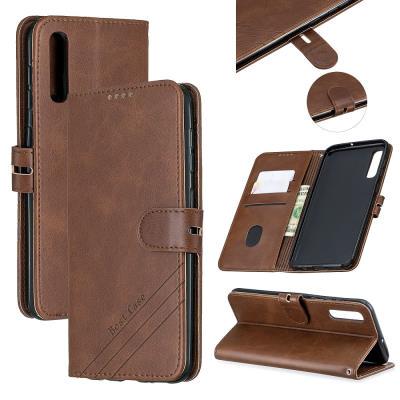 Wallet Case for Samsung Galaxy A50, Cowhide-like Leather Phone Case with Oblique Line in the Right Lower Corner
