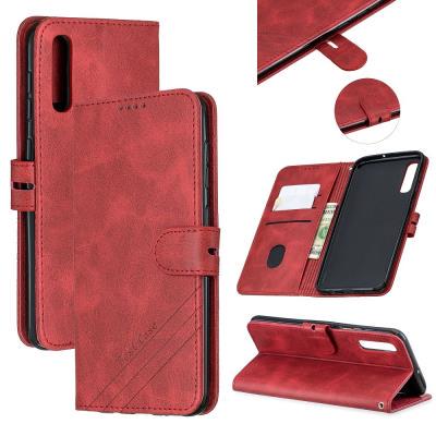 Wallet Case for Samsung Galaxy A50, Cowhide-like Leather Phone Case with Oblique Line in the Right Lower Corner