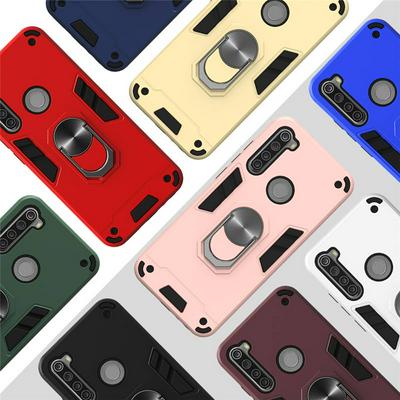 2 in 1 Shockproof Anti-Fingerprint Hard PC + Soft TPU with Ring Kickstand Back Cover Case for Xiaomi Redmi Note 8T