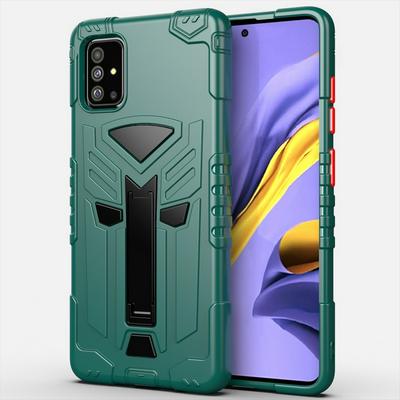King Kong Style Four Corners Airbag Design with Folding Stand Shockproof Detachable Hard PC + Soft TPU Back Cover Case for Samsung Galaxy A51