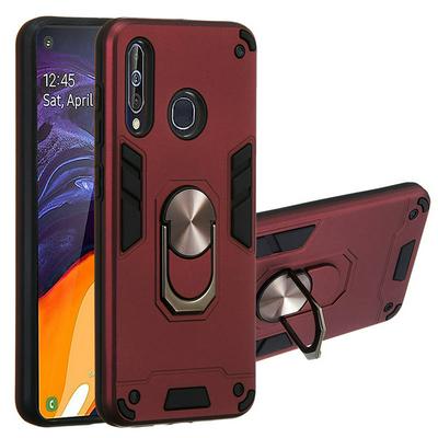 2 in 1 Shockproof Anti-Fingerprint Hard PC + Soft TPU with Metal Magnetic Ring Bracket Back Cover Case for Samsung Galaxy A60