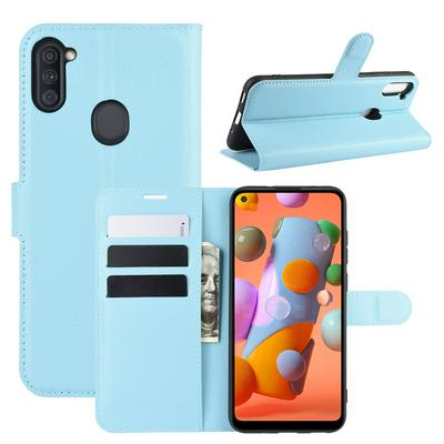 Litchi Pattern Side Flip Shockproof PU Leather + Soft TPU Card Slots with Magnetic Buckle and Stand Wallet Case for Samsung Galaxy A11 US Version