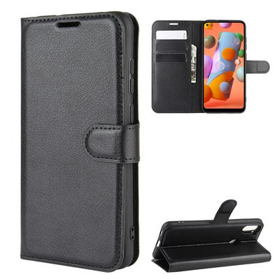 Litchi Pattern Side Flip Shockproof PU Leather + Soft TPU Magnetic Buckle with Stand and Card Slots Wallet Case for Samsung Galaxy A11 EU Version / Galaxy M11
