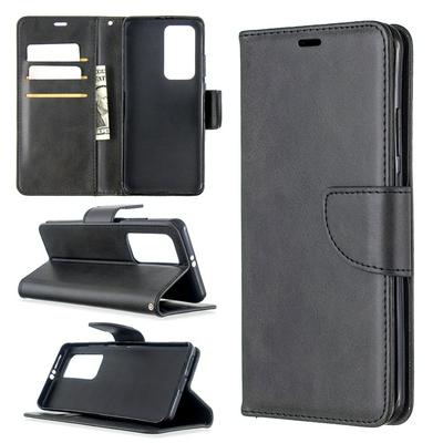 Solid Lambskin Pattern Wrist Strap Style Anti-Fall Side Flip PU Leather + Soft TPU Stand with Magnetic Buckle and Card Slots Wallet Case for Huawei P40 Pro