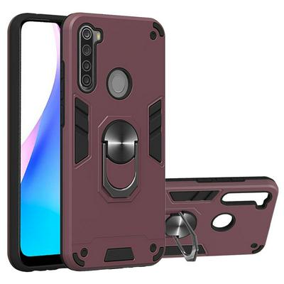 2 in 1 Shockproof Anti-Fingerprint Hard PC + Soft TPU with Ring Kickstand Back Cover Case for Xiaomi Redmi Note 8T
