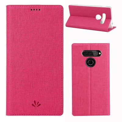 Vili Cross Pattern Side Flip Shockproof PU Leather + Soft TPU with Card Slot and Stand Protective Case for LG Q70