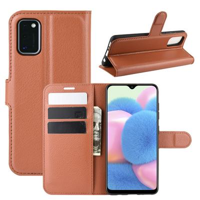 Litchi Pattern Side Flip Shockproof PU Leather + Soft TPU Card Slots with Magnetic Buckle and Stand Wallet Case for Samsung Galaxy A41 EU Version