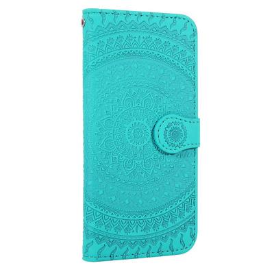 Embossed Wallet Phone Case for Samsung Galaxy A60, Mandala Pattern Leather Phone Cover With Card Slot