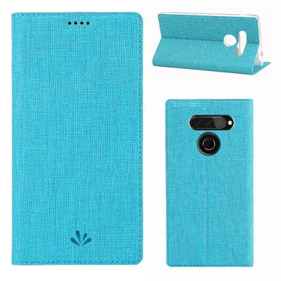 Vili Cross Pattern Side Flip Shockproof PU Leather + Soft TPU with Card Slot and Stand Protective Case for LG Q70