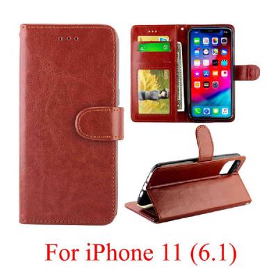 Crazy Horse Pattern PU Leather + Soft TPU Card Slots with Stand Support Wallet and Picture Frame Protective Case for Apple iPhone 11(6.1)