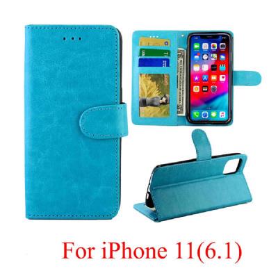 Crazy Horse Pattern PU Leather + Soft TPU Card Slots with Stand Support Wallet and Picture Frame Protective Case for Apple iPhone 11(6.1)