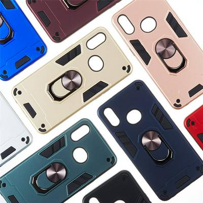 2 in 1 Shockproof Anti-Fingerprint Hard PC + Soft TPU with Metal Magnetic Ring Bracket Back Cover Case for Samsung Galaxy A10S