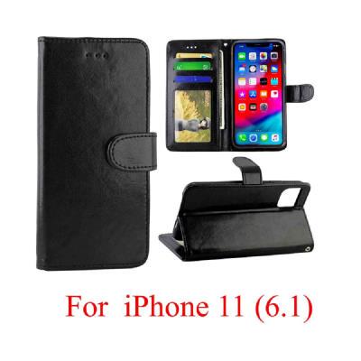 Crazy Horse Pattern PU Leather + Soft TPU Card Slots with Stand Support Wallet and Picture Frame Protective Case for Apple iPhone 11(6.1)