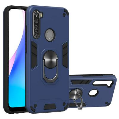 2 in 1 Shockproof Anti-Fingerprint Hard PC + Soft TPU with Ring Kickstand Back Cover Case for Xiaomi Redmi Note 8T