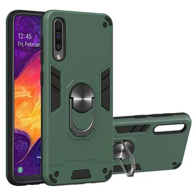 2 in 1 Shockproof Anti-Fingerprint Hard PC + Soft TPU with Ring Kickstand Back Cover Case for Samsung Galaxy A50 / A30s / A50s