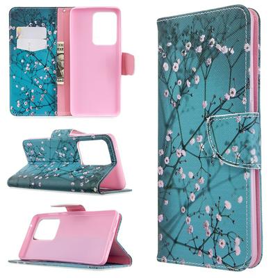 Colored Painting Anti-Fall Side Flip PU Leather + Soft TPU Stand with Magnetic Buckle and Card Slots Wallet Case for Samsung Galaxy S20 Ultra